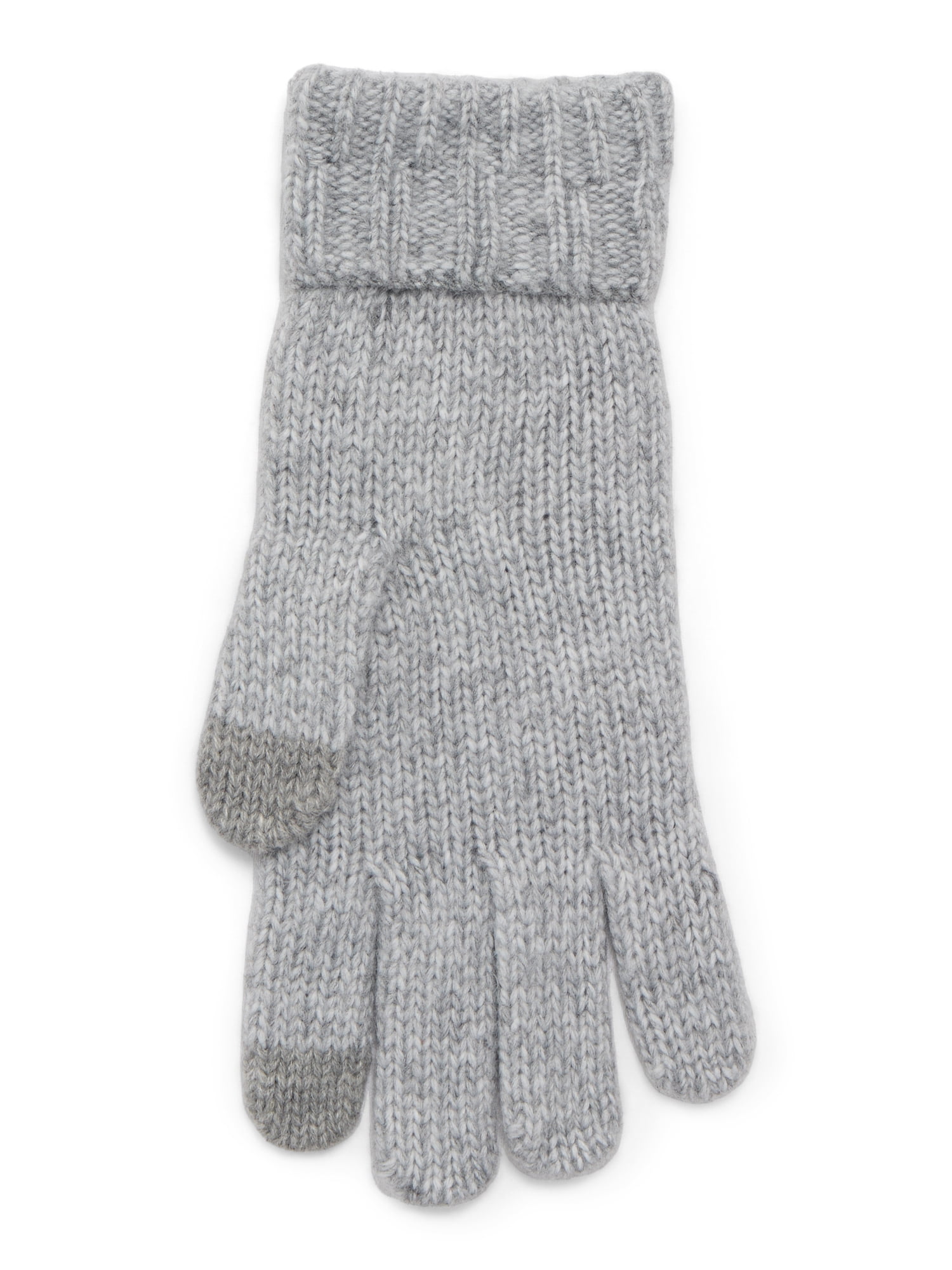 Time and Tru Women's Tech Touch Cable Knit Gloves, One Size Fits Most, Medium Grey Heather