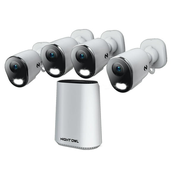 Night Owl Expandable Wi-Fi Security Hub with 64GB microSD Card and 4 Plug-In Wireless 4K Deterrence Cameras