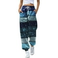 thumbnail image 1 of Pantalones afelpados Gibobby para mujer sueltos Retro Casual Cordón Impreso L azul, 1 of 5