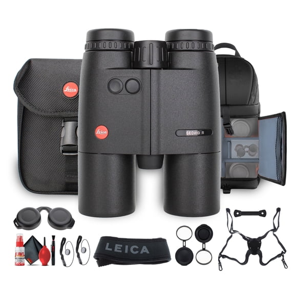 Leica 10x42 Geovid R Rangefinder Compact Lightweight Binoculars   Sling Backpack - Bundle