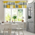 thumbnail image 3 of 2 Pack Valances Window Treatments Yellow and Grey Abstract Modern Art Blackout Drapes Adjustable Curtain Valances for Windows Living Room Kitchen Over Sink, 18x52 Inch Rod Pocket Valances, 3 of 6