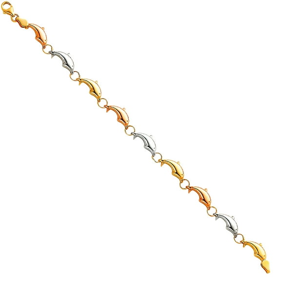 14k Gold Light Stampato Bracelet Link Bracelet for Women - 4.1 Grams