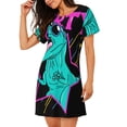 thumbnail image 2 of Balery Rex Dinosaur With Sunglasses Camisón de manga corta con cuello redondo para mujer, cómodo y elegante., 2 of 6