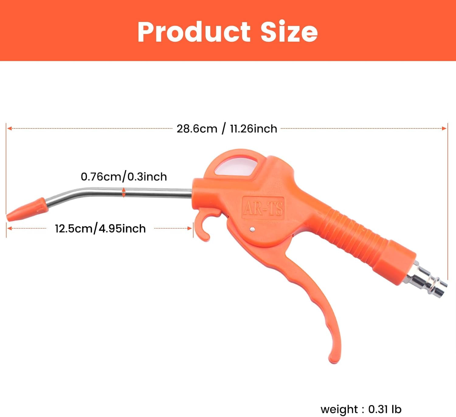 MKEUDQ-Air Blow Gun Angled Bent Nozzle Pistol Grip (Orange)