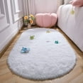 thumbnail image 2 of Homore Ultra Soft Modern Oval Rugs for Bedroom, 2.6' x 5.3' , White, 2 of 7