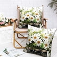 thumbnail image 6 of Daisy Flower Pillow Covers 18x18 Spring Vase Throw Pillow Covers Retro Wooden Style Pillow Case Spring Summer Linen Cushion Case Set of 2 for Couch Patio Sofa, 6 of 6
