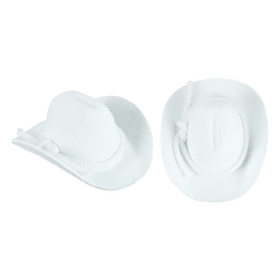 Uxcell 2 Pcs Mini Cowboy Hats, White Miniature Western Cowboy Hat Tiny Dollhouse Accessories for Crafts Dolls Wedding Party Dress Decoration Hair Accessories Snowman,3.3 x 2.8 x 1.6 Inch