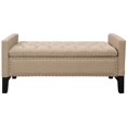 thumbnail image 5 of Posh Living Genesis Linen Fabric Storage Bench with Nailhead Trim in Beige, 5 of 8