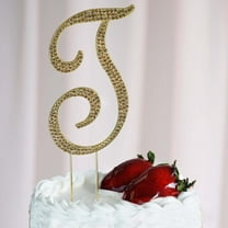 Efavormart 4.5" Tall Gold Shinny Rhinestone Letters Cake Toppers For Wedding Birthday Party Special Event Personalized Decor - T