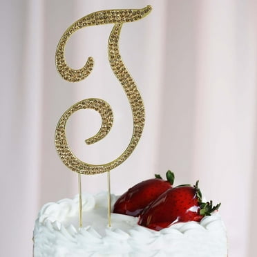 Efavormart 4.5" Tall Gold Shinny Rhinestone Letters Cake Toppers For Wedding Birthday Party Special Event Personalized Decor - T