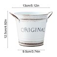 thumbnail image 3 of Naittoop Rustic Metal Flower Bucket Vintage Metal Handled Flower Pots Planter Bucket Herb Flower Holder for Railing Fence Balcony Deck Garden Home Decor 5 in White, 3 of 6