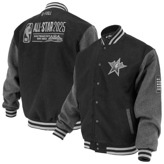 Unisex-FISLL  Black 2025 All-Star Game Full-Snap Varsity Jacket