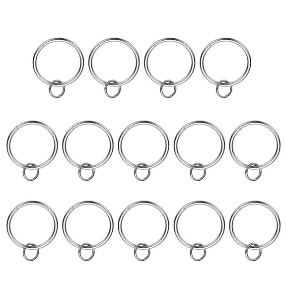 Uxcell 14 Pcs Curtain Rings with Eyelets, 1.5"ID Glide Smoothly Metal Drapery Ring Fit Up to 1 1/4" Curtain Rod, Silver