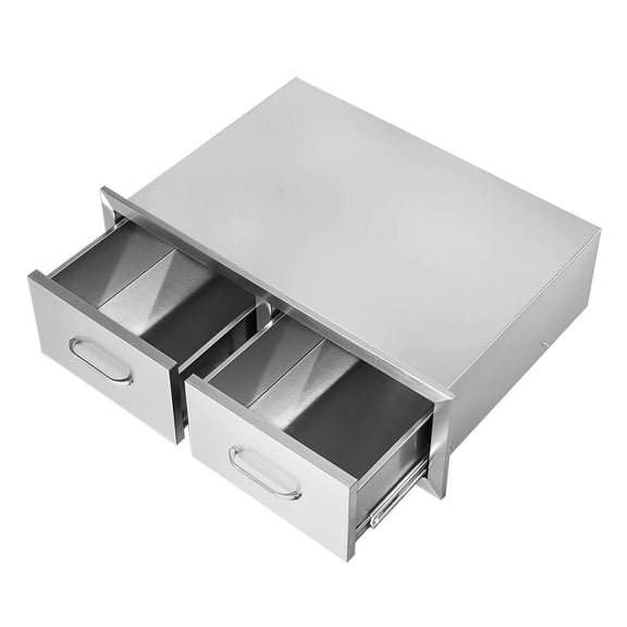 Stainless Steel Outdoor Kitchen Drawers 29.5"W x 19.7"D, Double Horizontal BBQ Access Drawer with Handle for Grill Island, Patio & BBQ Station – Durable & Weather-Resistant