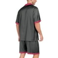 thumbnail image 6 of MINTREUS Men Satin Silk Pajamas Set with Pockets Sleepwear Shorts Satin Loungewear 2 Piece Button Down Set, 6 of 6
