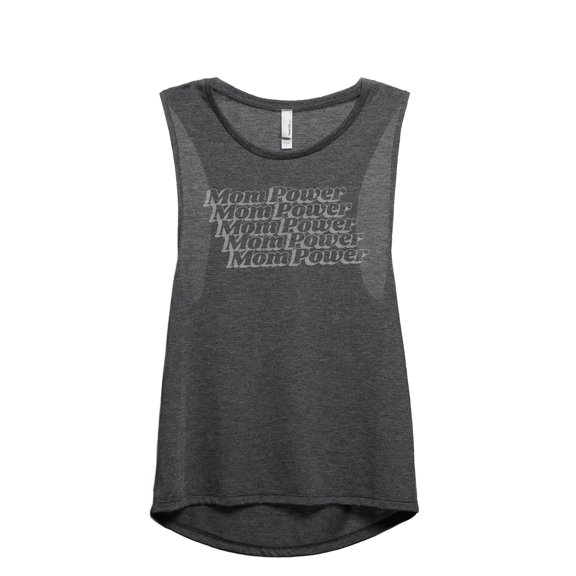Mom Power Women's Fashion Sleeveless Muscle Workout Yoga Tank Top Charcoal Grey Small