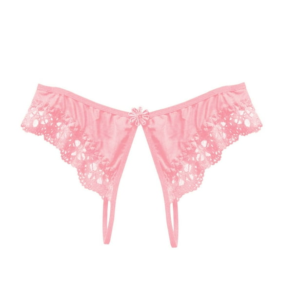 Women's Sexy Lace Thong Panties Low Waist Open Slit Design Comfortable Breathable Underwear for Daily Wear