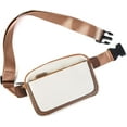 thumbnail image 1 of Riñonera para mujer, de piel sintética, bandolera, moderna, con correa ajustable, para correr, viajar, senderismo (blanco y marrón), 1 of 5