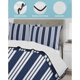 thumbnail image 4 of Quilts Twin Size Bedding Set, Striped Navy Blue Lightweight Quilted Comforter, Farmhouse Line Stripes Classic Soft Reversible Bedspread Coverlet with Pillow Covers for All Season, 68" x 86", 4 of 7