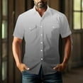 thumbnail image 5 of Gifts for Men! BiZtdJrK Big and Tall Cargo Shirts for Men with Pockets Gradient Color Button Down Tees Shirt Casuak Lapel Short Sleeve Work Tops Gray L, 5 of 9