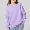 thumbnail image 5 of vdgthytj Girls Sweatshirt Cute Bow Crewneck Long Sleeve Casual Pullover Tops Blouse for Kids 4-15 Years, 5 of 6