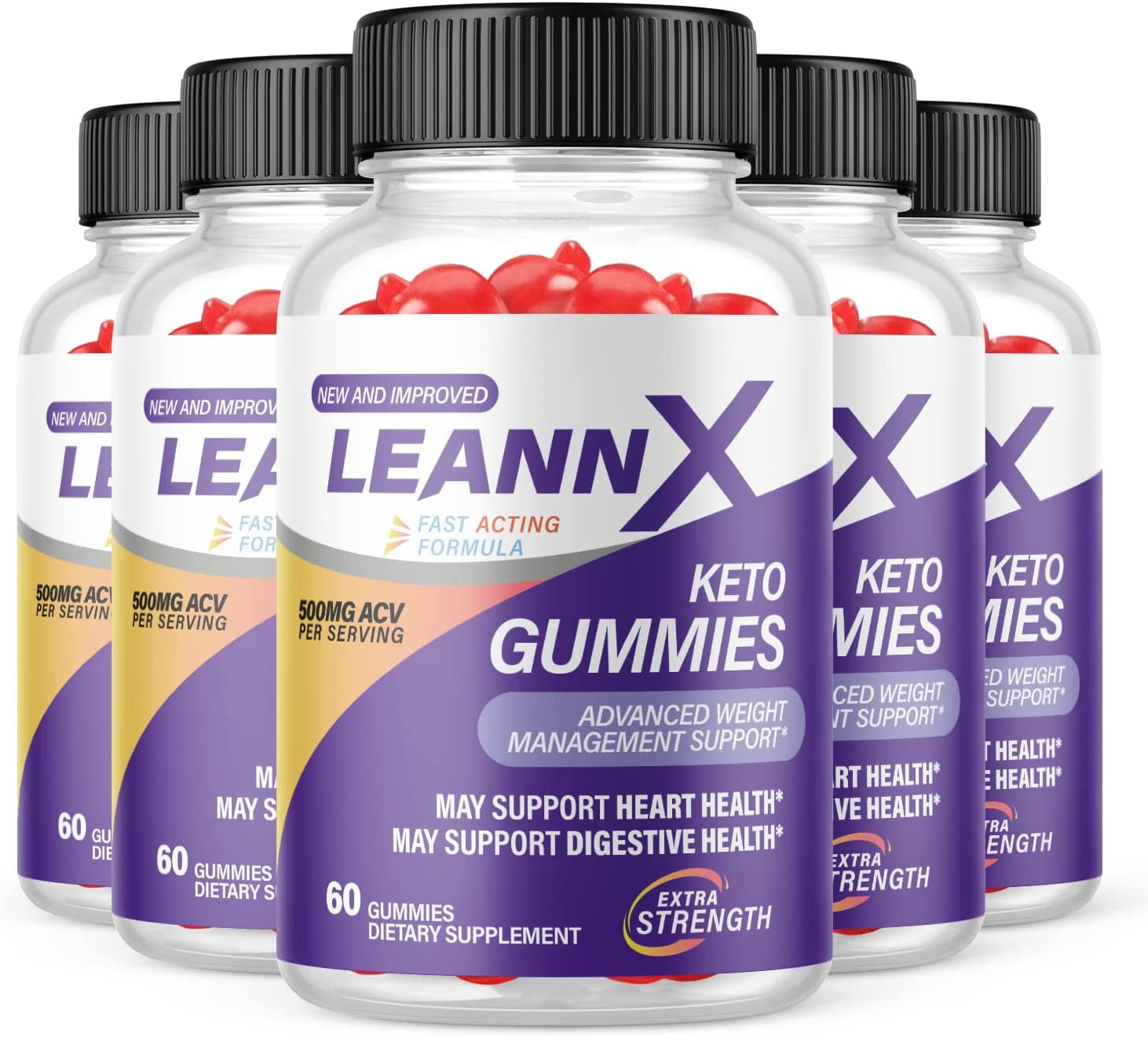 (5 Pack) Leann X Keto ACV Gummies Supplement for Weight Loss Energy