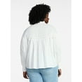 thumbnail image 2 of Terra & Sky Women's Plus Size Lace Inset Blouse with Long Sleeves, Sizes 0X-5X, 2 of 5