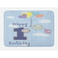thumbnail image 1 of 1st Birthday Bath Mat, Cute Elephant in the Sky with Hand Drawn Style Balloons Party Theme, Non-Slip Plush Mat Bathroom Kitchen Laundry Room Decor, 29.5 X 17.5 Inches, Sky Blue and Grey, Ambesonne, 1 of 2