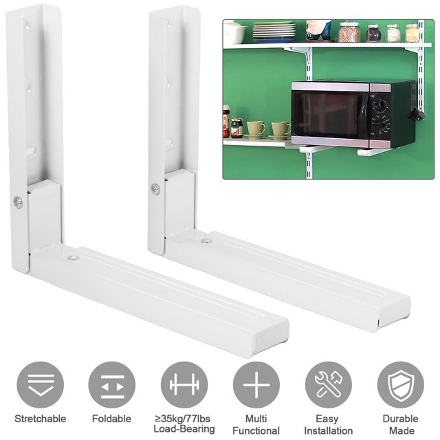 2x Adjustable Microwave Brackets Wall Mount Heavy Duty Shelf Carbon Steel Cradle