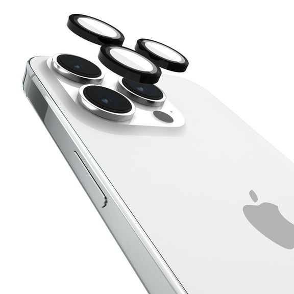 Pelican Apple iPhone 15 Pro / iPhone 15 Pro Max Camera Lens Protector w/ Aluminum Ring - Double Tempered Glass - Black
