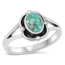 CHOOSE YOUR COLOR Vintage Bali Simulated Turquoise Wholesale Ring .925 Sterling Silver Band Blue CZ Female Size 4