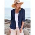 thumbnail image 4 of Women Lightweights Lapel Three-Quarter Sleeve Elastic Pleated Fully Lined Casual Work Jacket with Pockets Dark Blue 5XL, 4 of 9