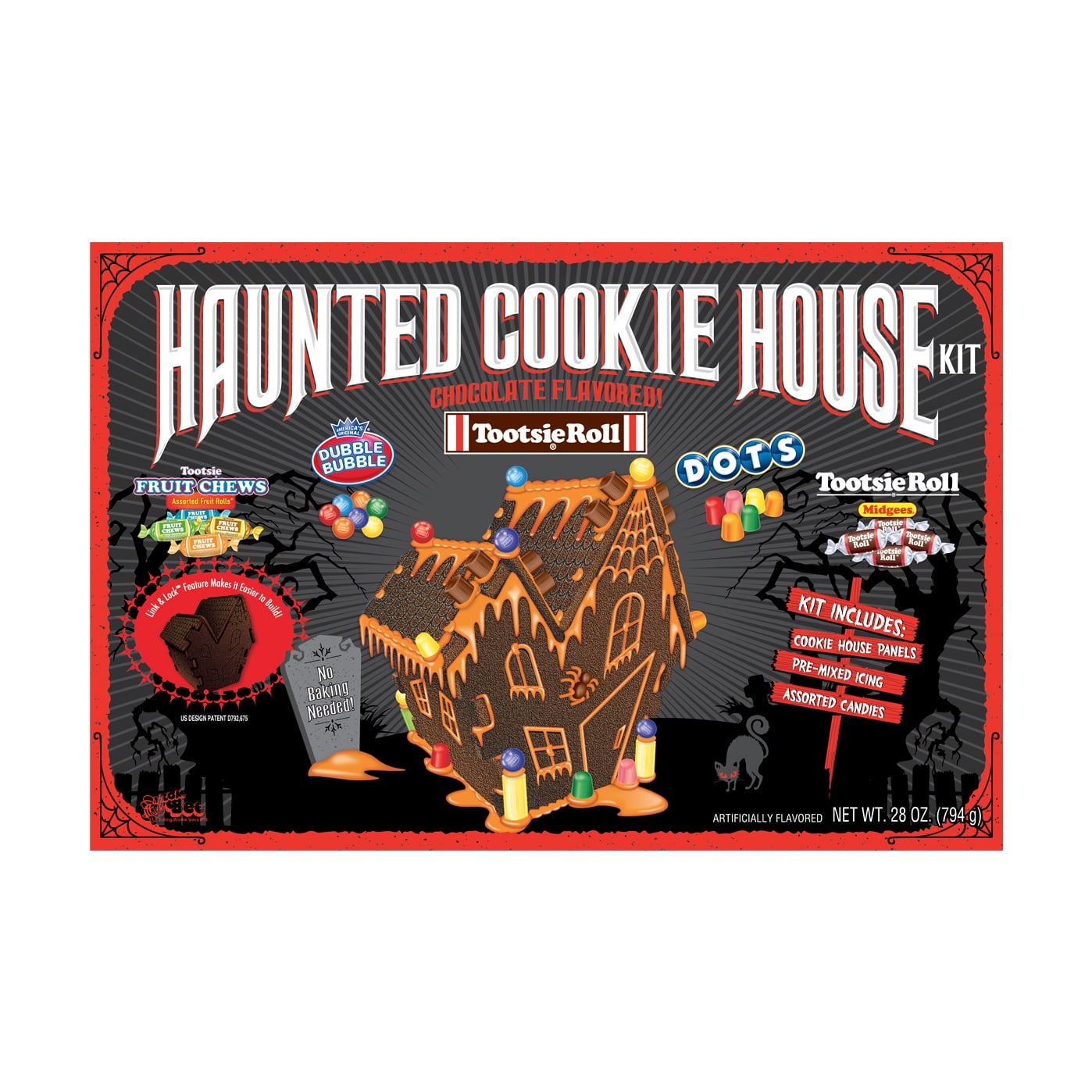 Halloween Tootsie Haunted Cookie House Kit - Chocolate Flavored, 28 ...