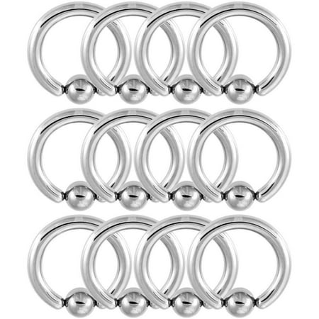Flat Ring Cbr - Wholesale Lot 12pc CBR Captive Bead Ring 8g Surgical Steel 15mm-25mm