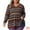 Brown, variant on Women's Plus V Neck Stripe Peplum Knit Blouse 1X Blue