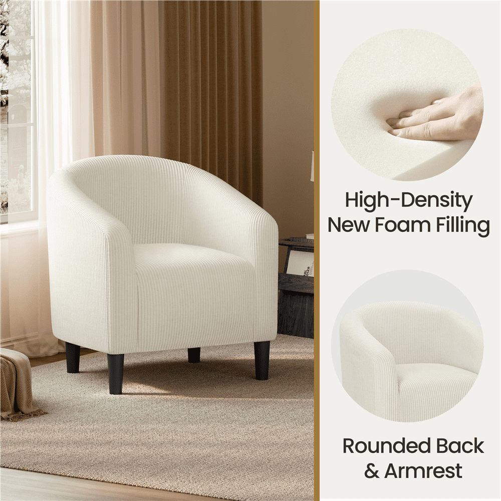 Renwick Upholstered Corduroy Accent Chair for Living Room, Set of 2, Beige