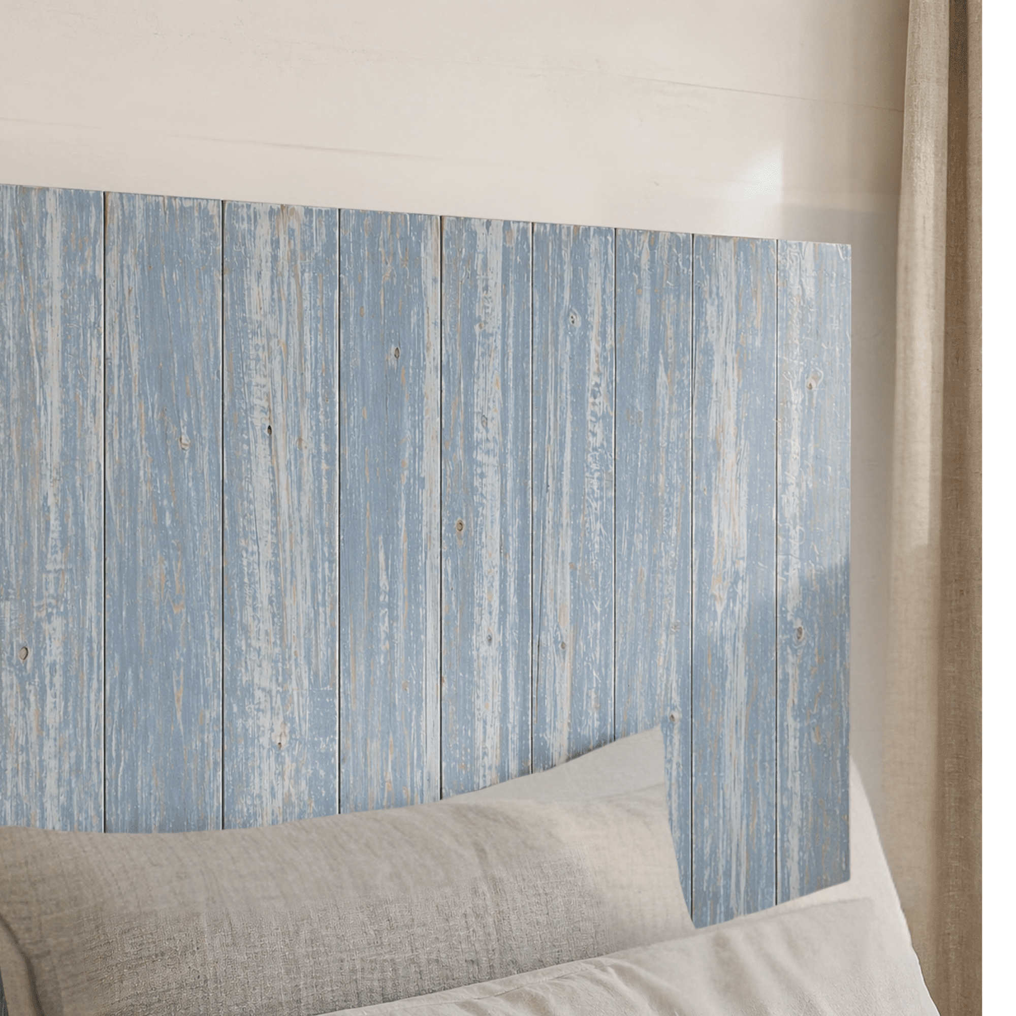 Barn Walls Solid Wood Headboard, King Size - Blue Powderwash