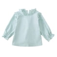 thumbnail image 3 of Aihuaihua Toddler Baby Girls Long Sleeve Shirt Ruffle Collar Breathable Blouse Top for Summer Light Green 12-18 Months, 3 of 7