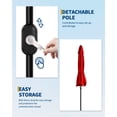 thumbnail image 2 of Parasol de Marché pour Patio – Robuste 7,5 Pi Extérieur – Mât en Acier, 6 Baleines – Inclinaison à Bouton-Poussoir et Manivelle – Protection UV, Imperméable – Compatible avec Table – pour Jardin, Terrasse et Cour Arrière – Rouge, 2 of 6