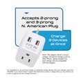 thumbnail image 3 of Adaptador de viaje Ceptics UK tipo G con 2 entradas USB+ USB y enchufe EE. UU., 3 of 7