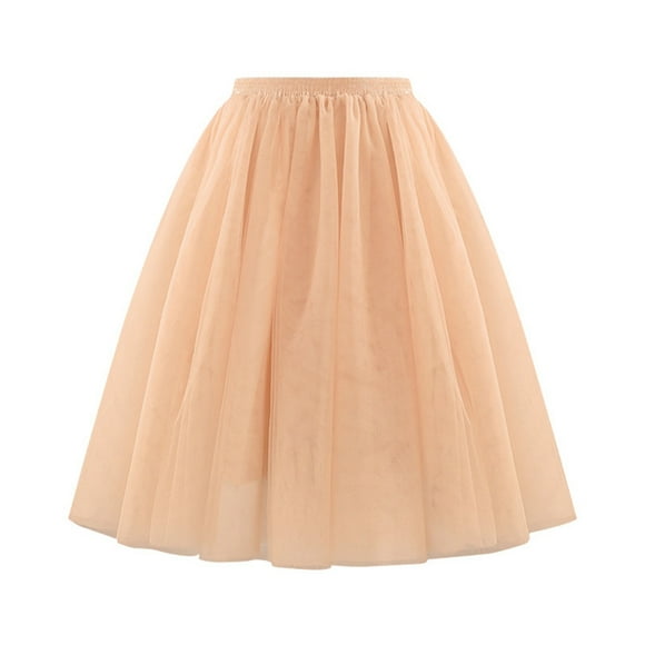 Kcodviy Waist Pleated Mesh Skirt Grass Skirt Soft Drape Mid Length Sheer Skirt Large Size A Workout Skirt Line Skirt