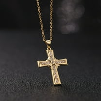 Cross Pendant Necklace for Women Miniature Zircon Copper Plated Real Gold for Women Jewelry Valentines Day