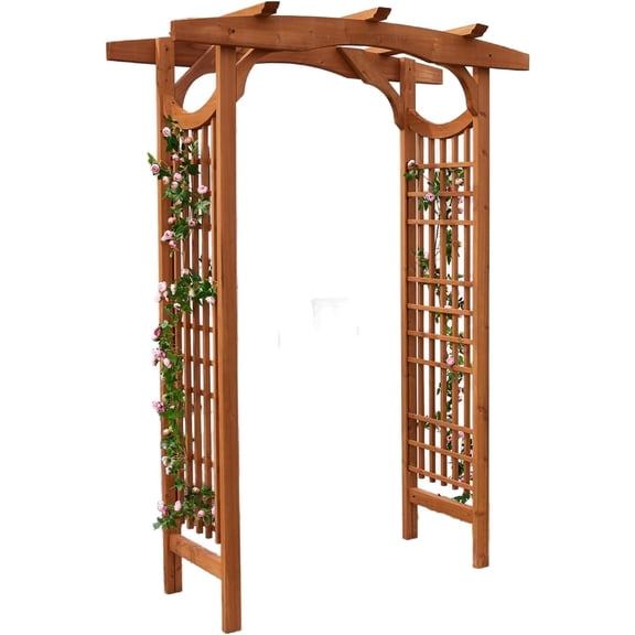 ScienGarden Solid Fir Wooden Garden Arch Premium Outdoor Trellis for Climbing Plants, 83.12”H×59”W×29.75’’D, Also can be Used for Wedding and Party Decoration