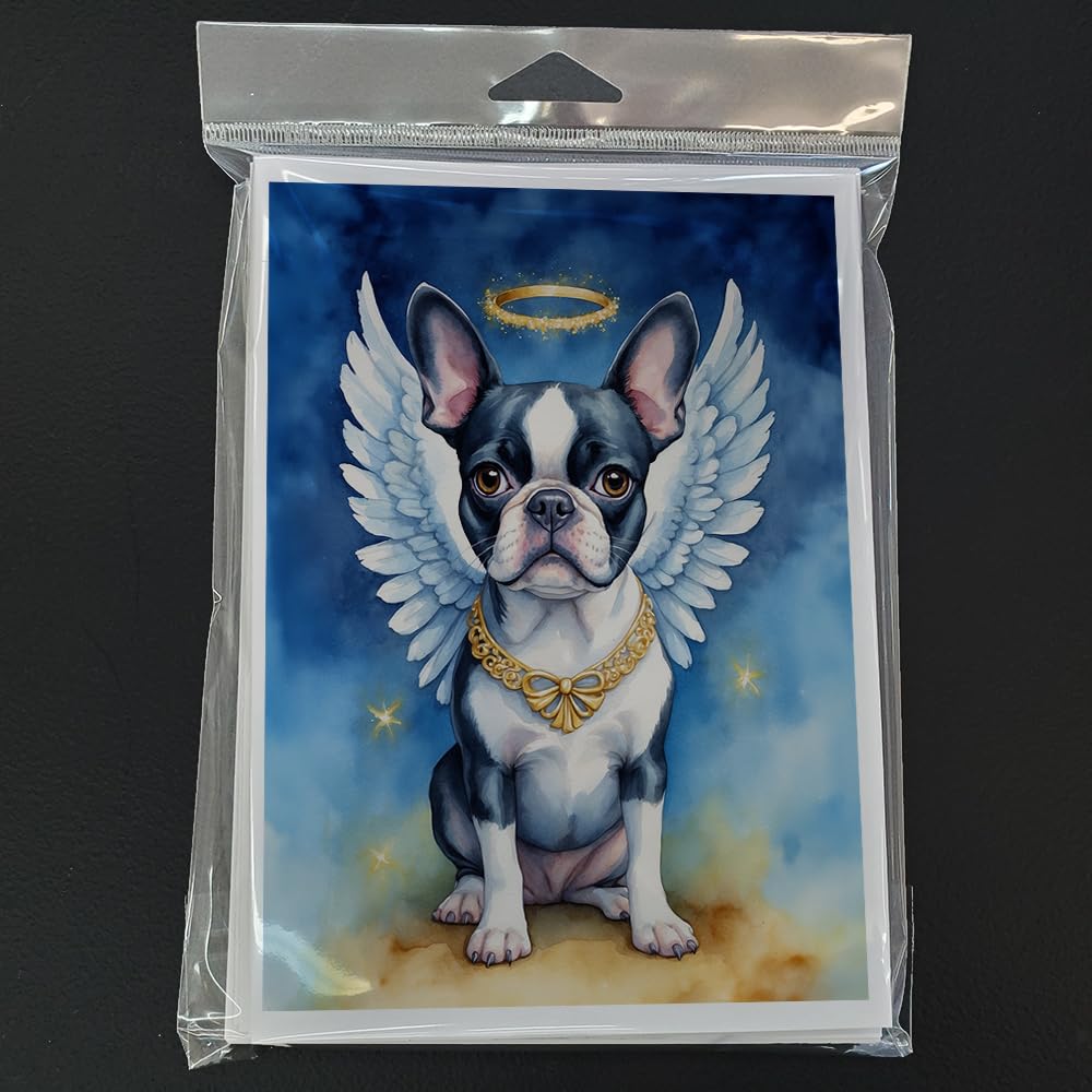 Boston Terrier My Angel Greeting Cards Pack of 8 7 in x 5 in