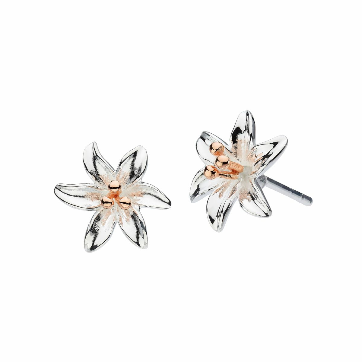 Dew Tiger Lily 14K Rose Gold Plate Sterling Silver Stud Earrings