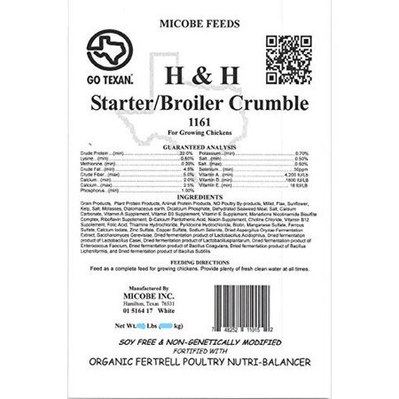 All Natural Freshly Milled Chick and Broiler Crumble: Non GMO, Non-Medicated, Soy Free, Corn Free, with Organic Fertrell Poultry Nutri-Balancer (20lb)