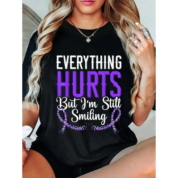 100% Cotton Everything Hurts But I'm Still Smiling Lupus Awareness T-Shirt