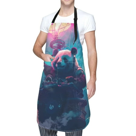 

Cauagu DJ Panda Hot Air Balloon Aprons with Pockets Waterproof Apron for Women Kitchen Cooking Apron Adjustable Bib Aprons Chef Apron for Cooking Drawing Crafting
