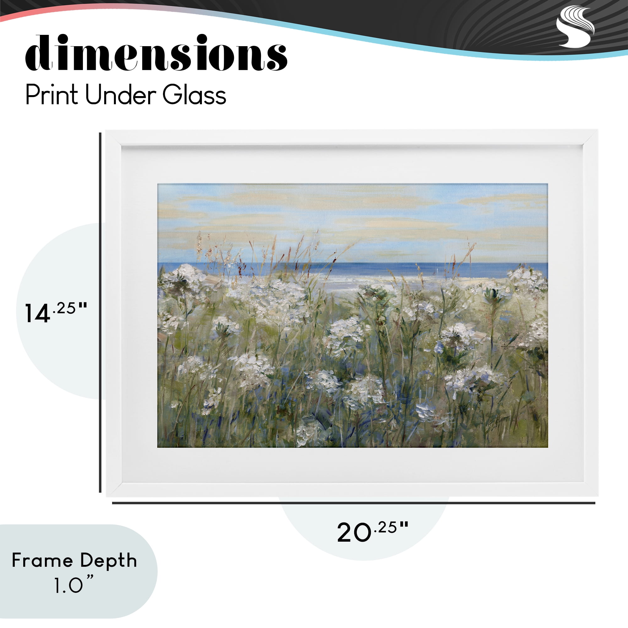 Stupell Industries Impressionist Seaside Meadow White Framed Print Under Glass, design by Sally Swatland