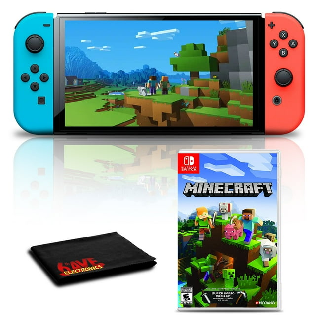 Nintendo Switch Néon Bleu/rouge avec Jeu Minecraft